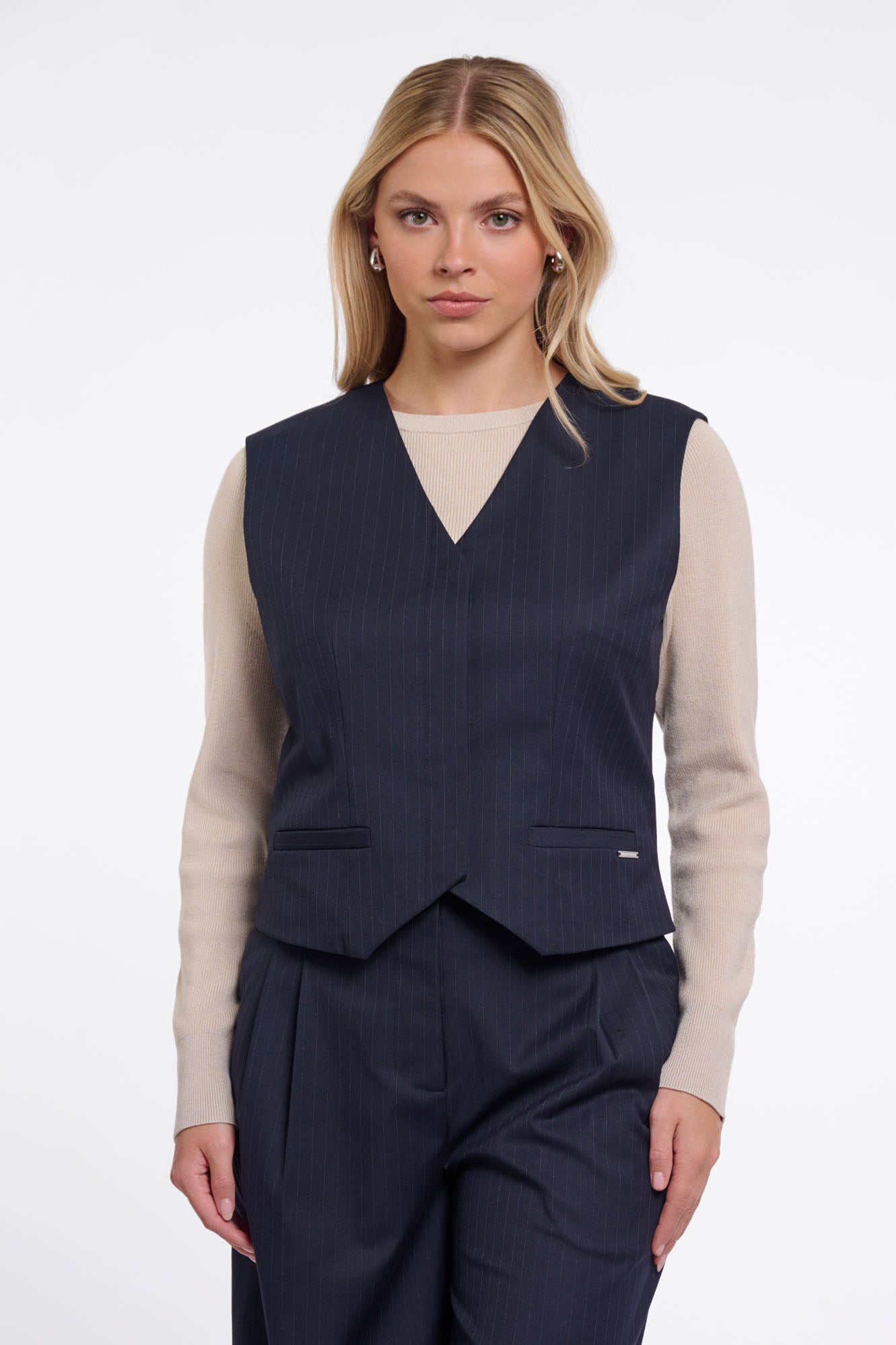 Dark navy pinstripe