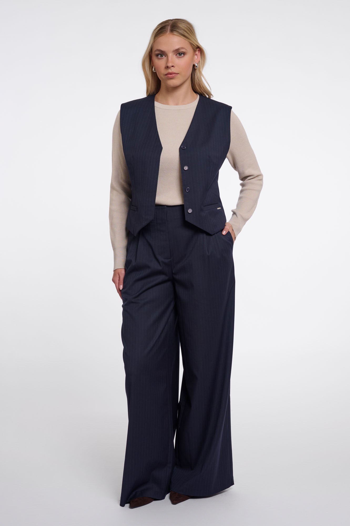 Dark navy pinstripe