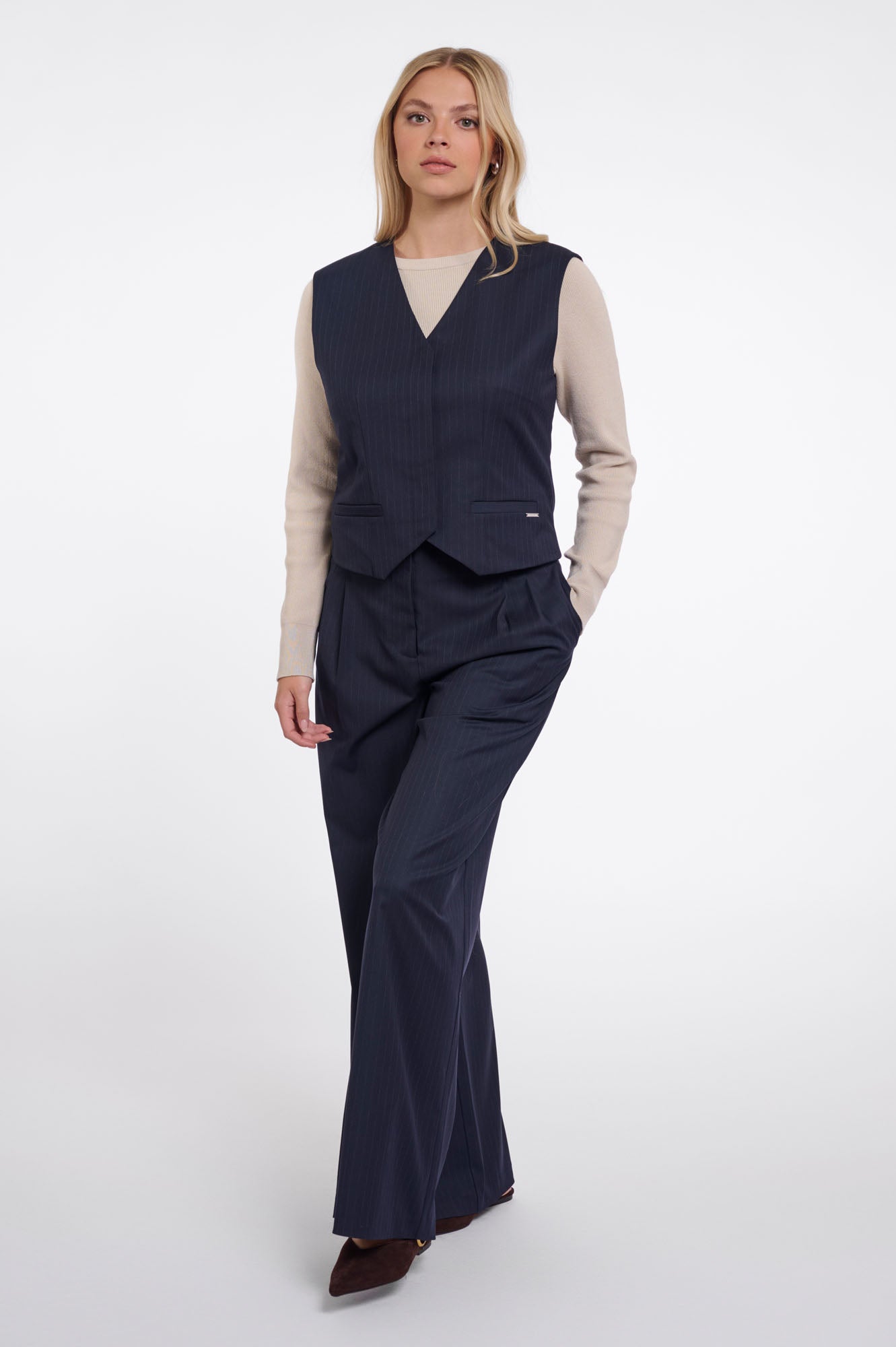 Dark navy pinstripe