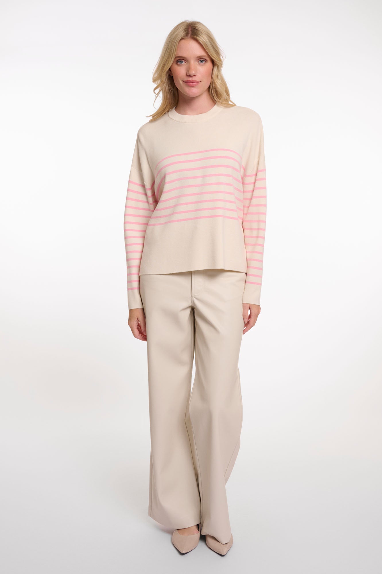 Snow white pink stripes